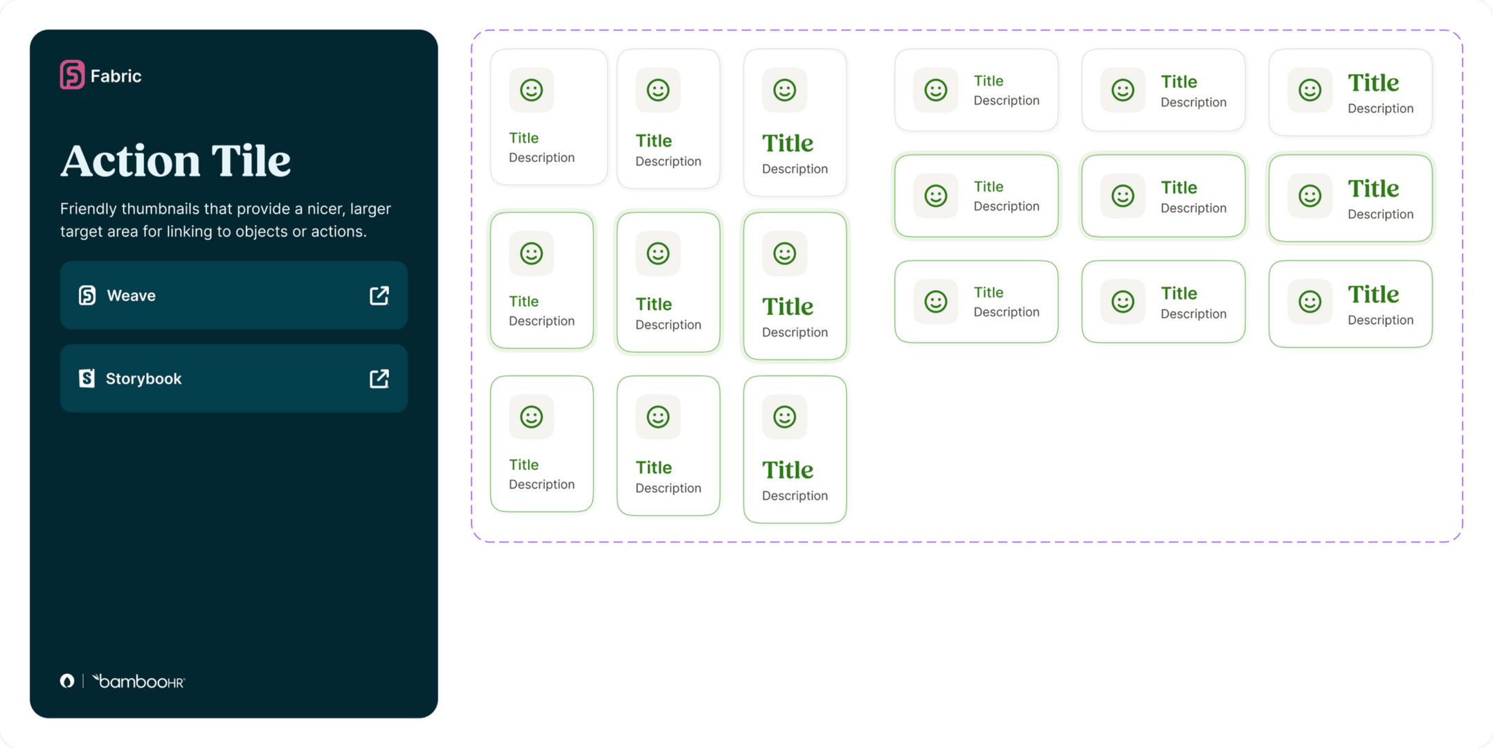 The Action Tile component from the Fabric library