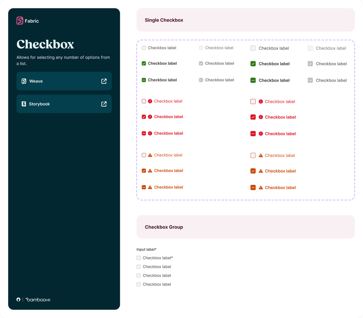 The Checkbox component from the Fabric library